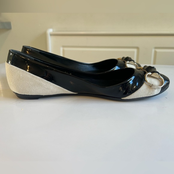 Gucci Moca Pelle E Cuoio Vernice Soft Kid Scamoscia Suede Horsebit Bamboo Flats - Picture 3 of 7